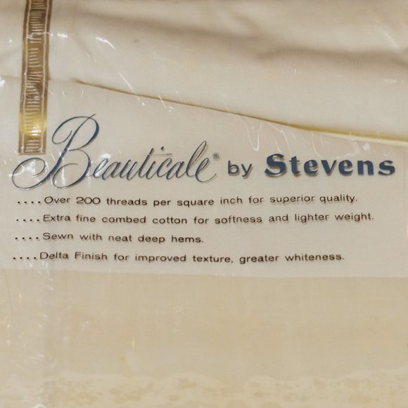 NWD Vtg Stevens Beauticale Cotton 200 Thread (2) Cream Pillow Cases 42 x 38.5 - Picture 5 of 11